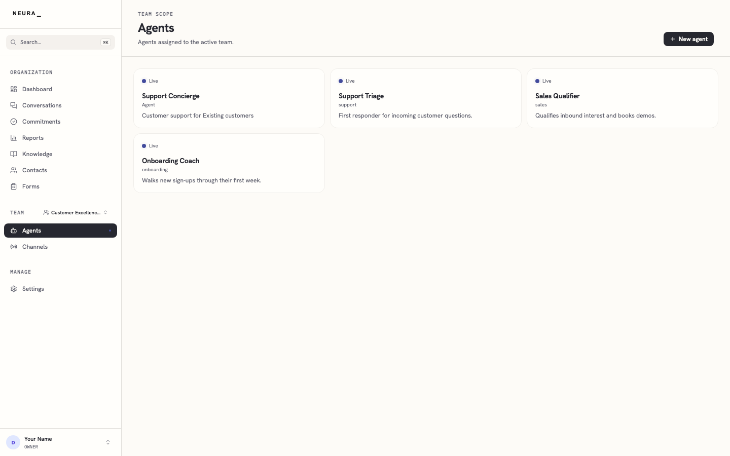 Step 1 — Agents page