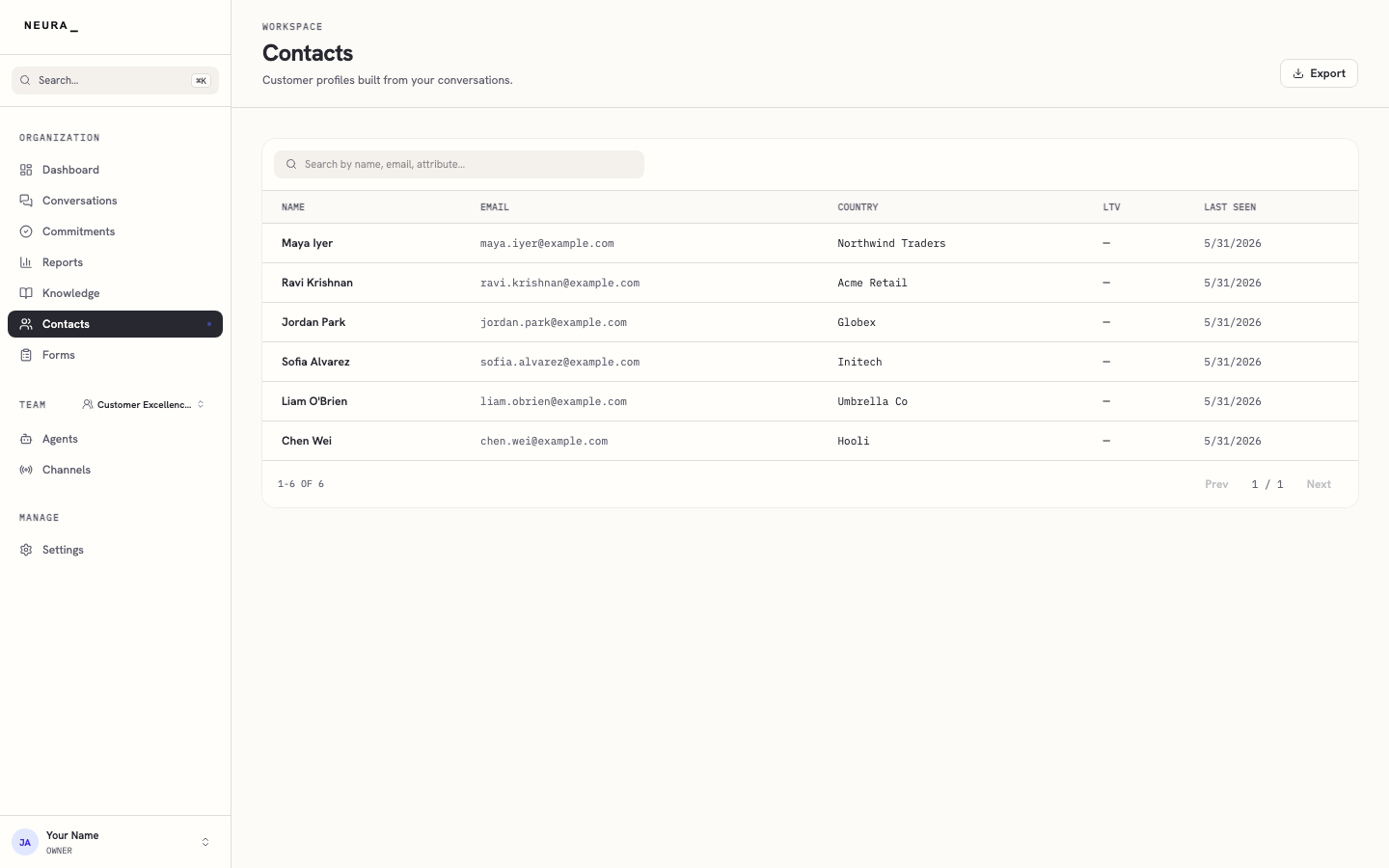 Step 1 — Open Contacts from the sidebar.