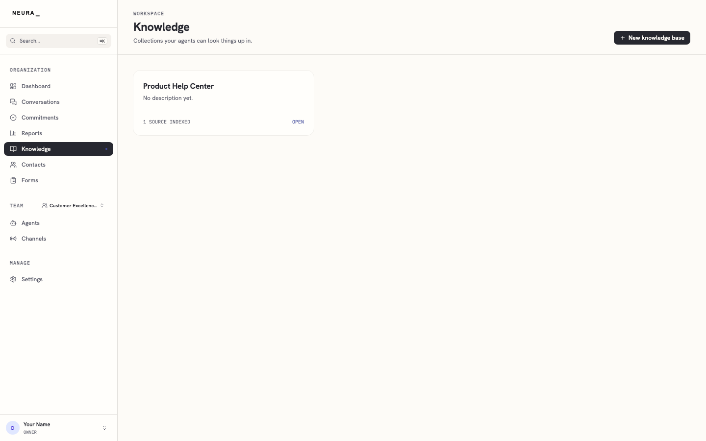 Step 1 — Knowledge page